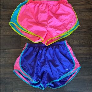 Set of 2 Nike Women's dry fit Shorts - Pink and purple size XL
